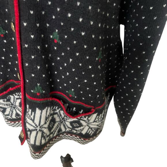 Koret Vintage Christmas Cardigan Sweater size Medium Fair Isle Snowflake Granny - Picture 7 of 12